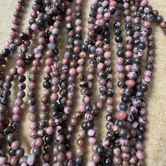 5 15” STRANDS OF PINK RHODONITE GEMSTONE 6MM ROUND BEADS - Picture 1 of 1